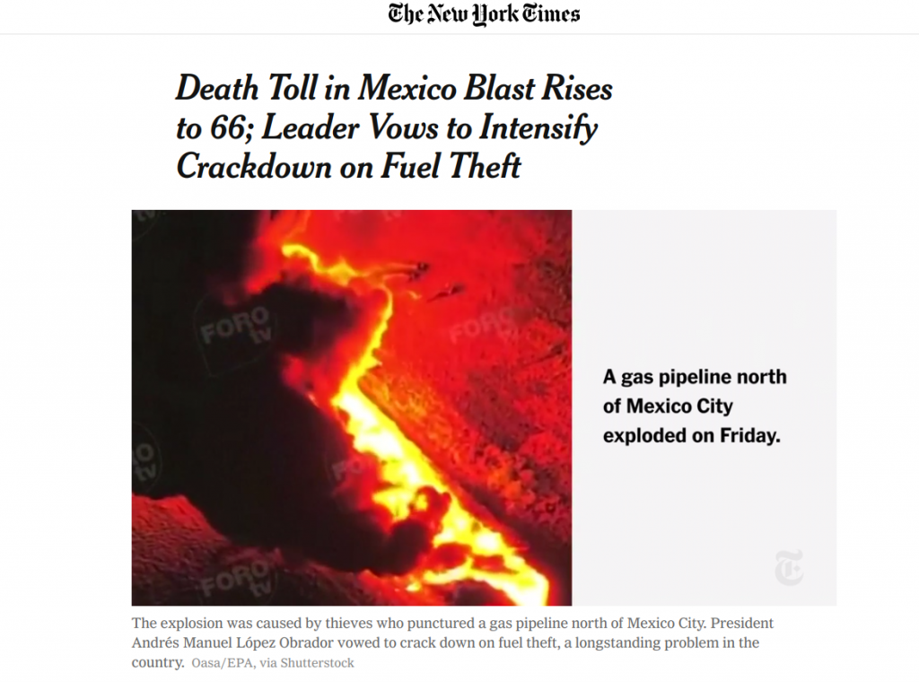 Pipeline explosion in Mexico